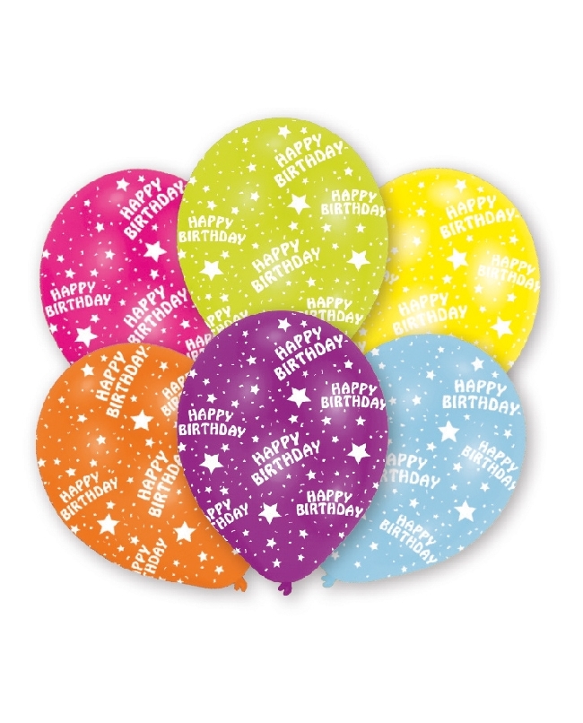 Globos Latex 27,5cm Happy Bday Surtido