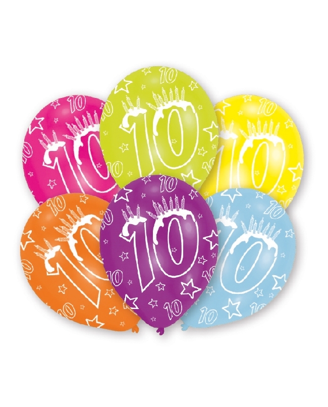 Globos Latex 27,5cm 10 Años Surtido