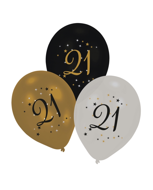 Globos Latex 27cm Cumple Estrellado Oro 21