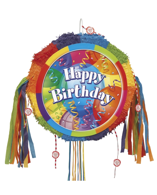 Piñata Plana Tirar Desplegable Happy Bday 46X48cm