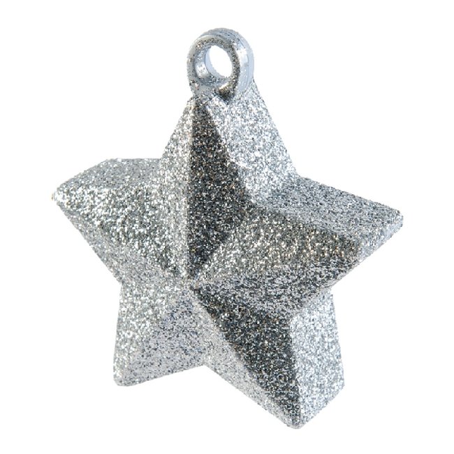 Soporte para Globos Estrella Glitter Plateado - 170g