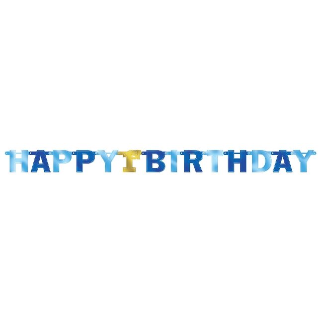 Banderin Letras 1st Birthday Boy Large Blue Foil Letter 2.13m 