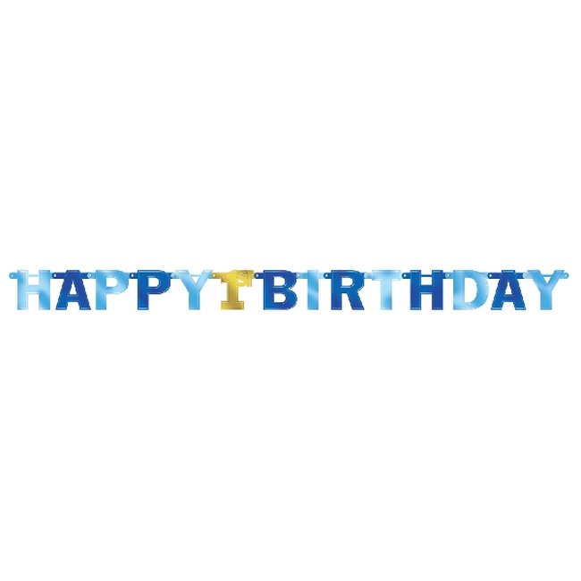 Banderin Letras 1st Birthday Boy Large Blue Foil Letter 2.13m  ***OFERTA DTO NO ACUMULABLE