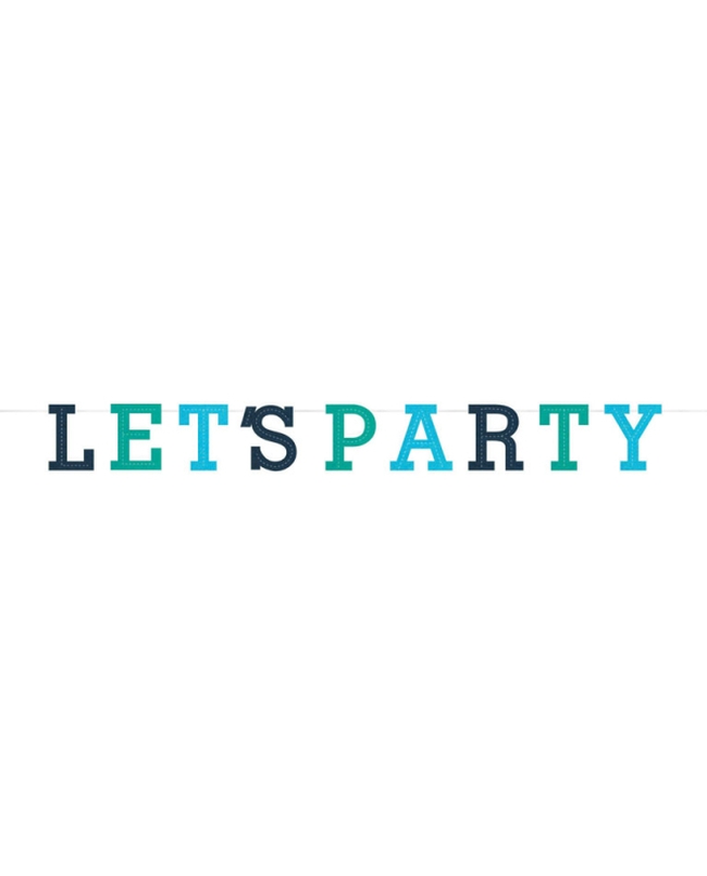 Banderin Letras Lets Party Fieltro Azul 167cm