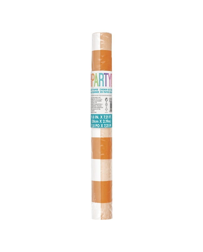 Camino Mesa Cuadros Naranja 2,13m Papel Kraft