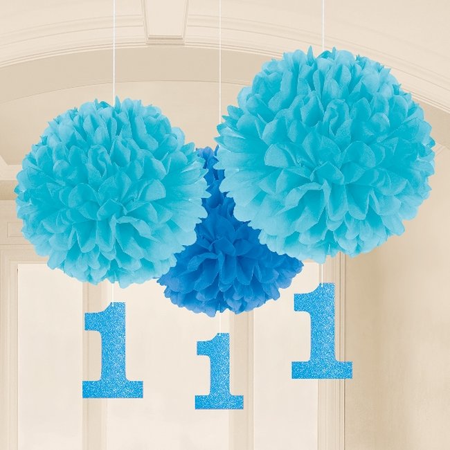 Pompones decorativos de 1er cumpleaños para niño-40cm