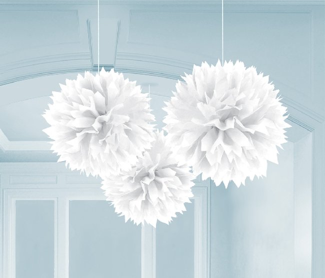 Pompones decorativos blancos-40cm***OFERTA DTO NO ACUMULABLE