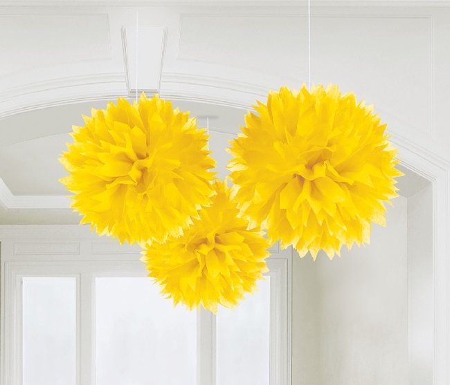 Pompones decorativos amarillos-40cm
