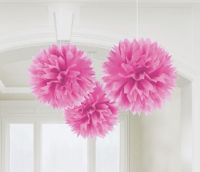 Pompones decorativos en rosa-40cm