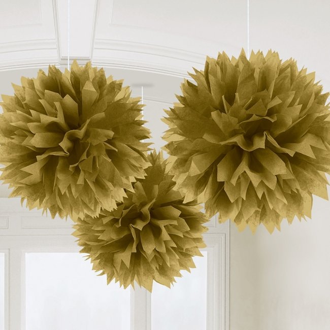 Decoracion Colgante Pompom Gold Fluffy Pom Pom Decorations 40cm 