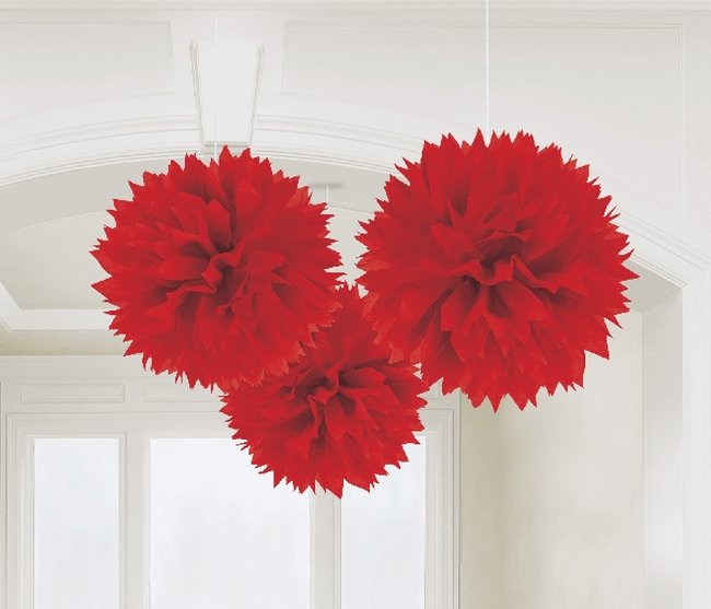 Pompones decorativos rojos-40cm***OFERTA DTO NO ACUMULABLE