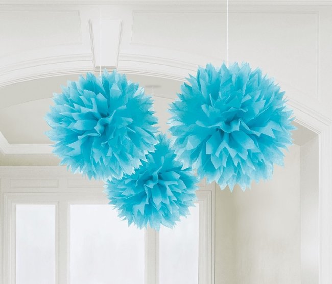 Decoracion Colgante:Pom Poms Azul Caribe 406cm 