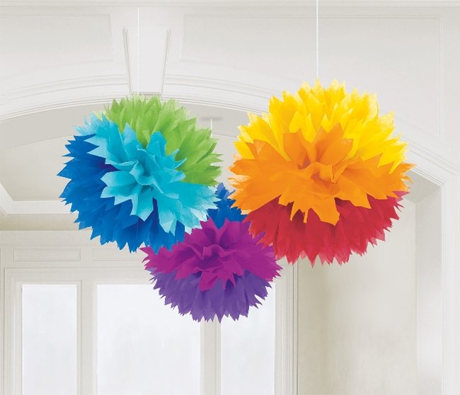 Decoracion Colgante Pompom Rainbow Fluffy Paper Decorations 40cm 