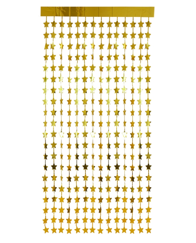 Cortina Flecos Foil Estrellas Oro 1X2m