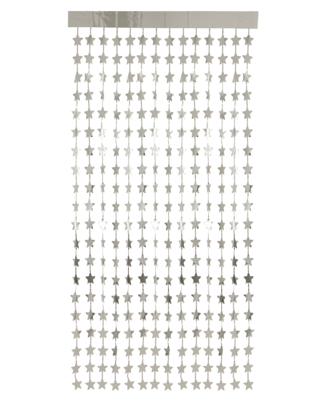 Cortina Flecos Foil Estrellas Plata 1X2m
