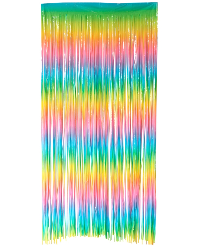 Cortina Flecos Foil Arcoiris Pastel Ombre 1X2m