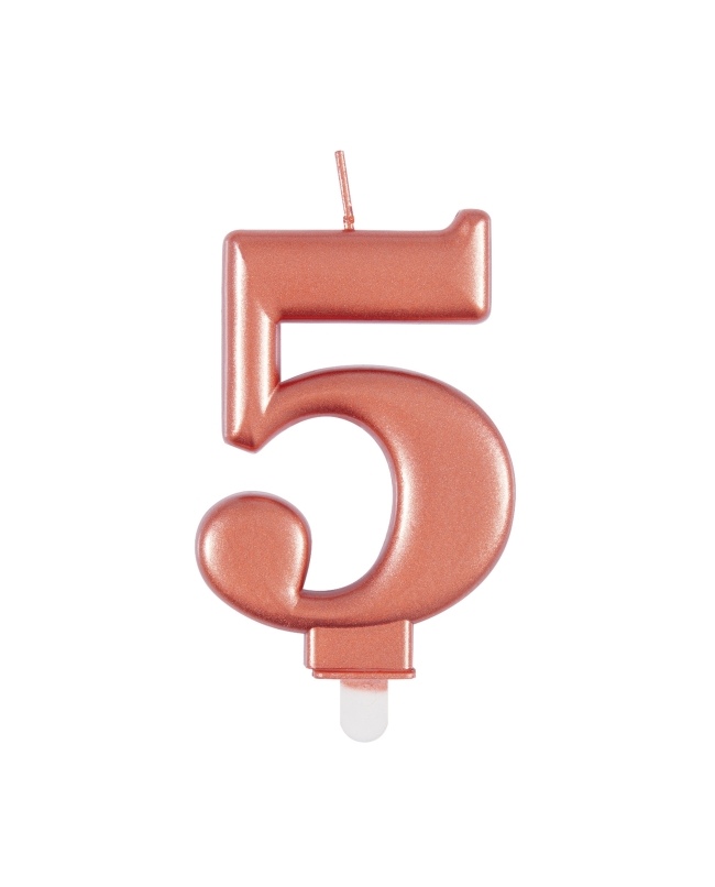Vela Rosa Oro Metal Nº 5