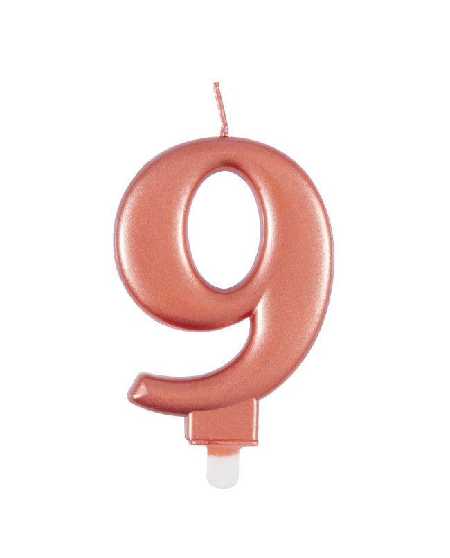 Vela Rosa Oro Metal Nº 9