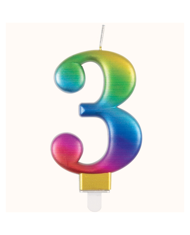 Vela Multicolor Metal Nº 3