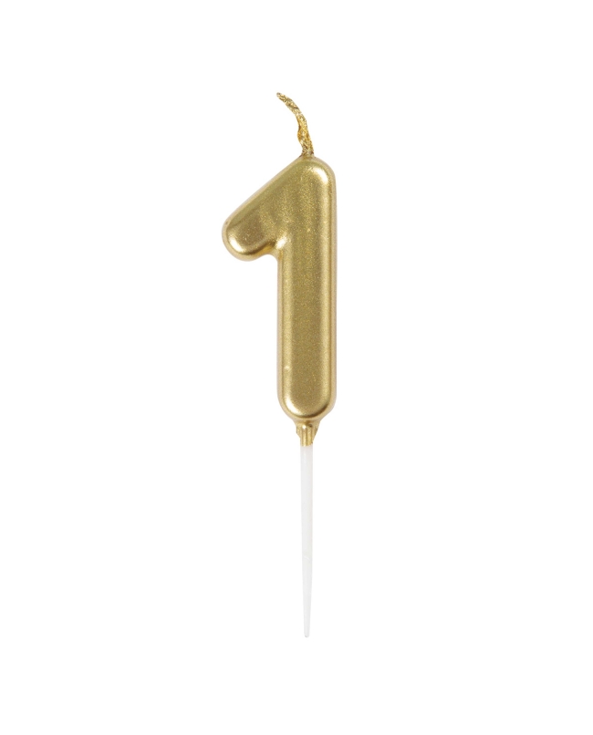 Vela Mini Pincho Oro Metal Nº 1