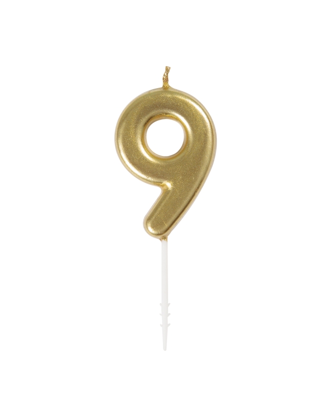 Vela Mini Pincho Oro Metal Nº 9