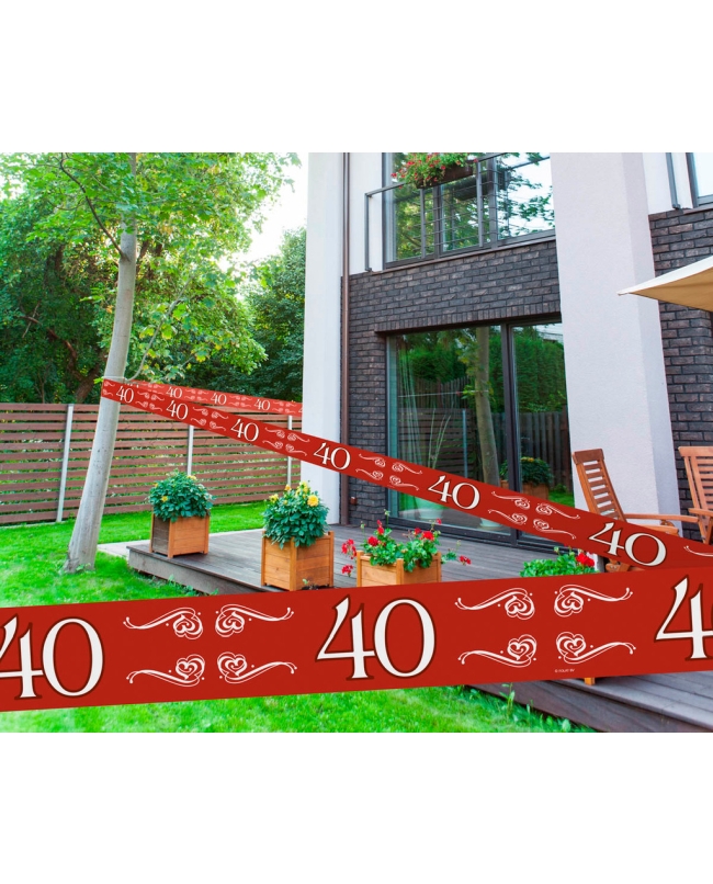 Cinta Advertencia Rojo Rubi 40 Aniversario Plastico 15m