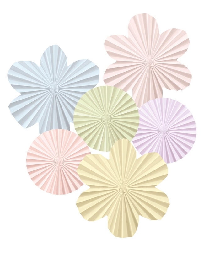 Deco Set Abanicos Tonos Pastel Papel