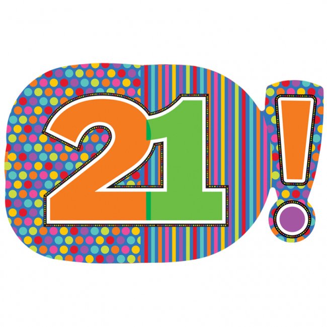 Birthday Dots & Stripes 21! SuperShape 29''/74cm x 18''/46cm 
