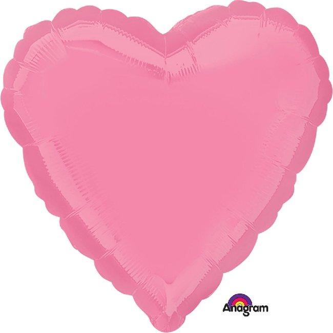 18"/45cm CORAZON ROSA CHICLE BRILLANTE (EMPAQUETADOS)