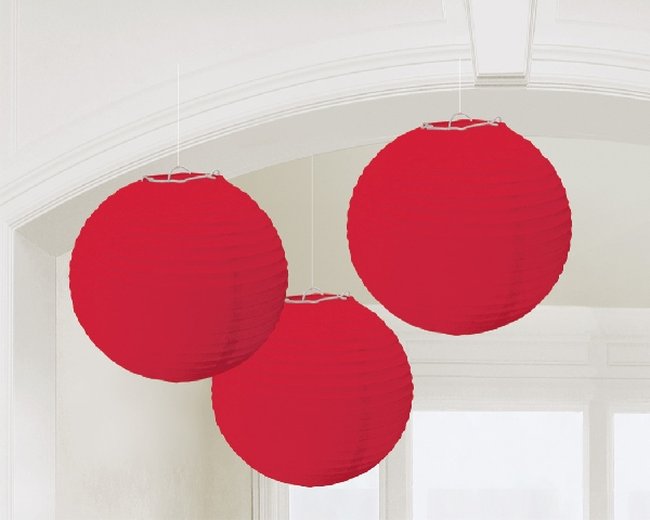 Lámparas decorativas de papel en rojo-24cm