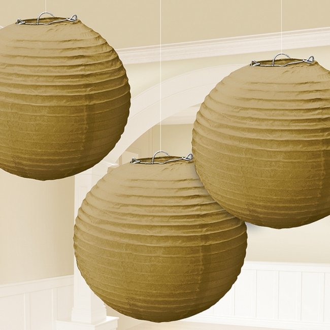 Farolillos Gold Paper Lanterns 24cm 