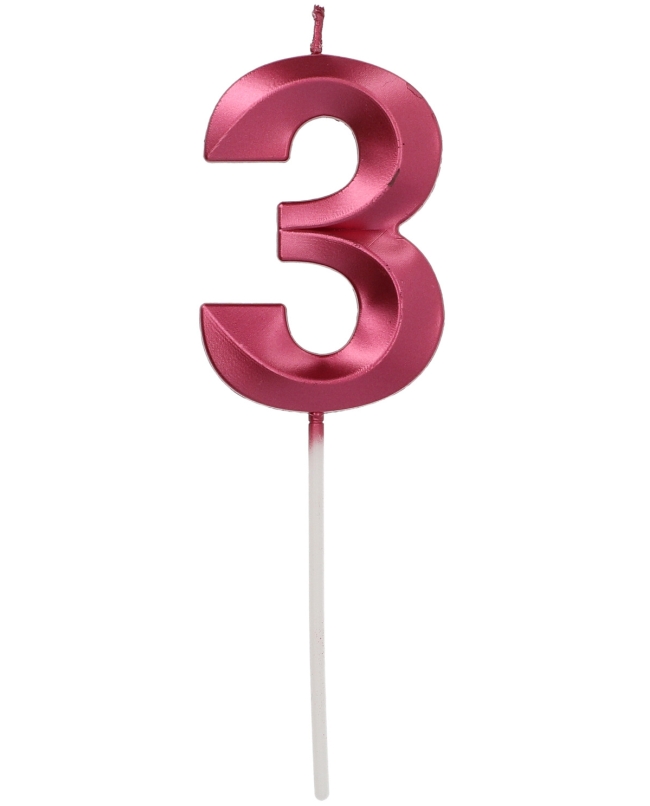 Vela Glamour Nº 3 Rosa Metal