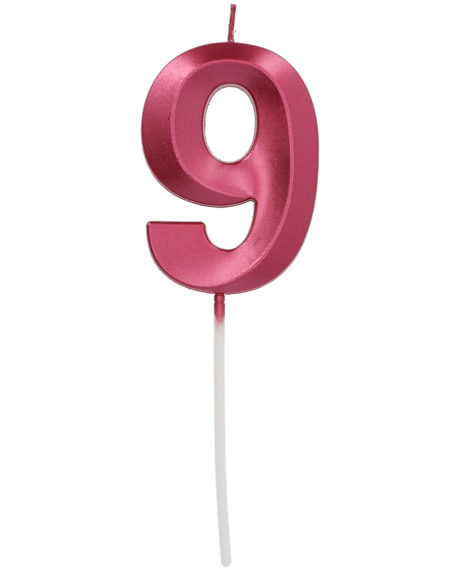 Vela Glamour Nº 9 Rosa Metal