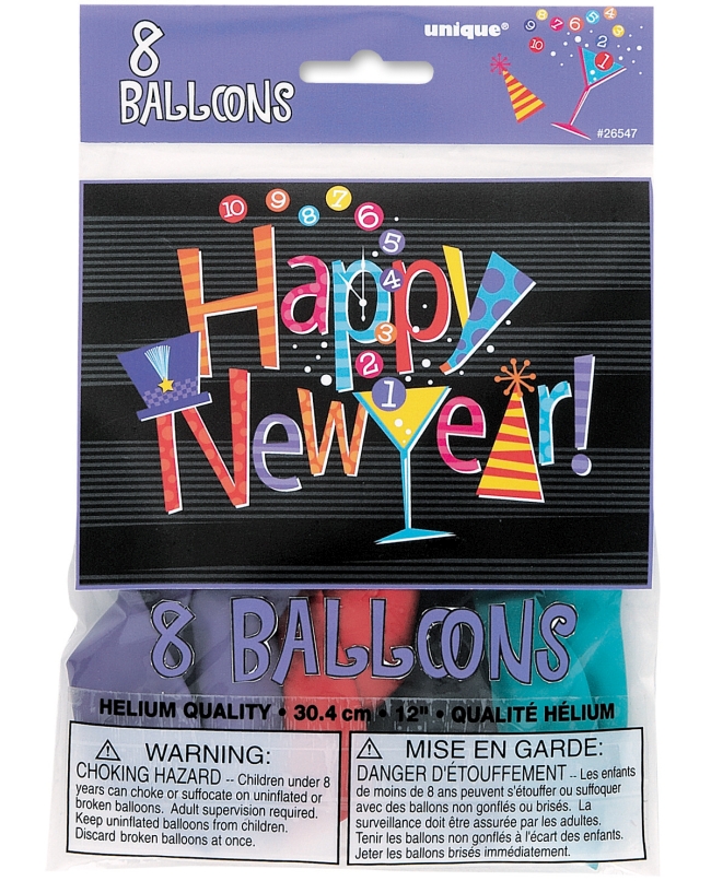 Globos Latex 30,5cm H. New Year Surtidos