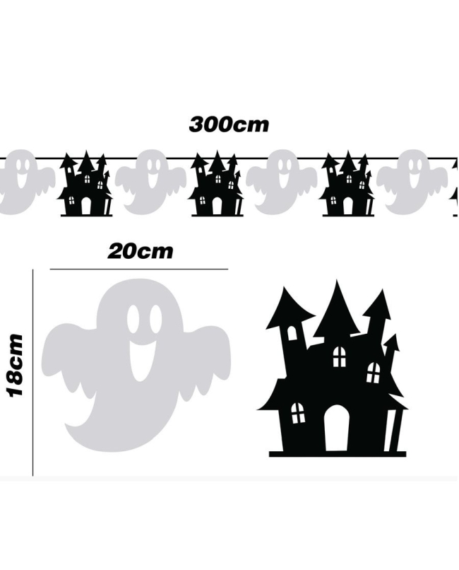 Guirnalda Fantasmas / Castillo 300 x 18cm***OFERTA DTO NO ACUMULABLE