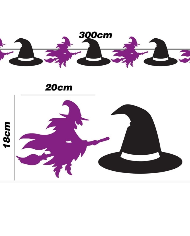 Guirnalda Brujas y Gorros 300 x 20 x 18cm ***OFERTA DTO NO ACUMULABLE
