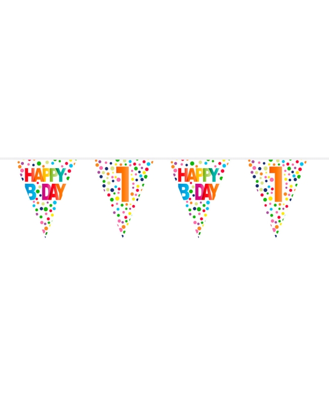 Banderin Happy Bday Puntos Nº 1 Plastico 10m