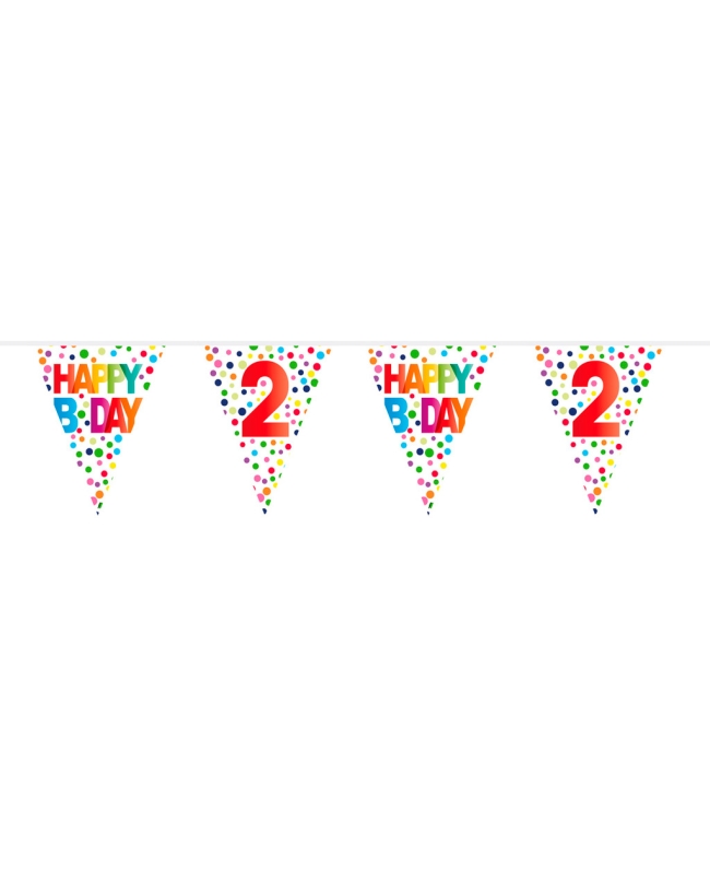 Banderin Happy Bday Puntos Nº 2 Plastico 10m