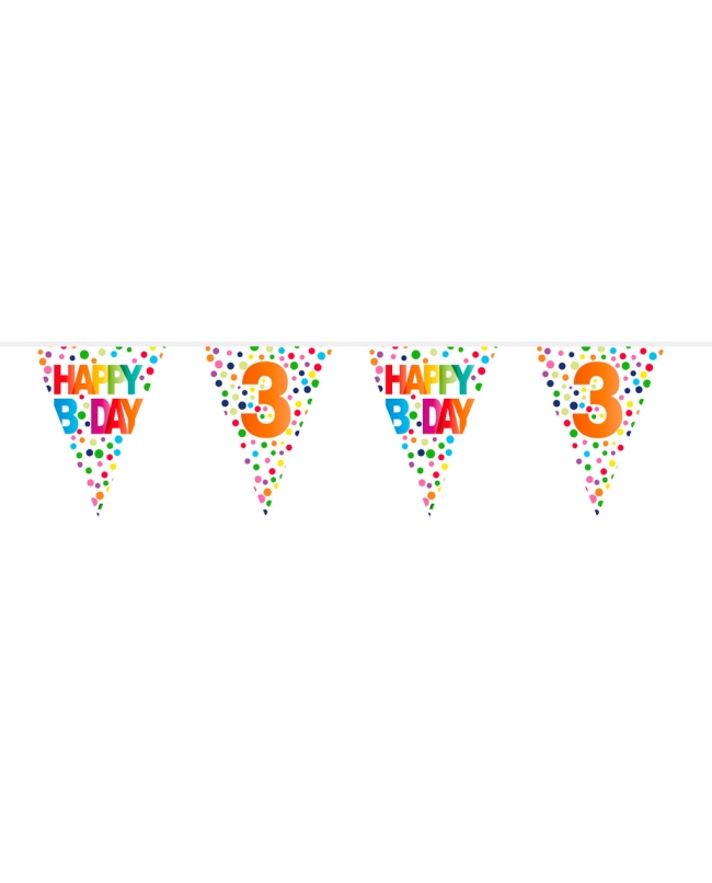 Banderin Happy Bday Puntos Nº 3 Plastico 10m