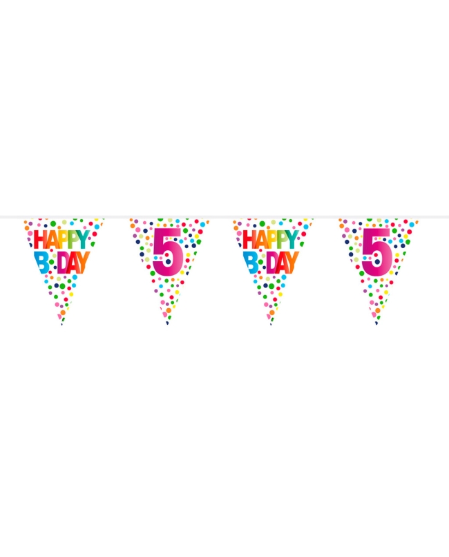 Banderin Happy Bday Puntos Nº 5 Plastico 10m