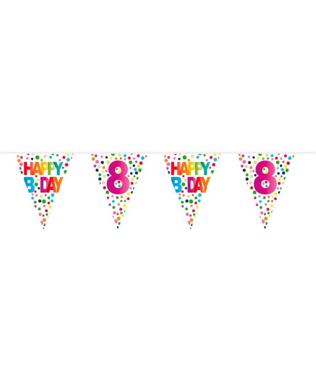 Banderin Happy Bday Puntos Nº 8 Plastico 10m