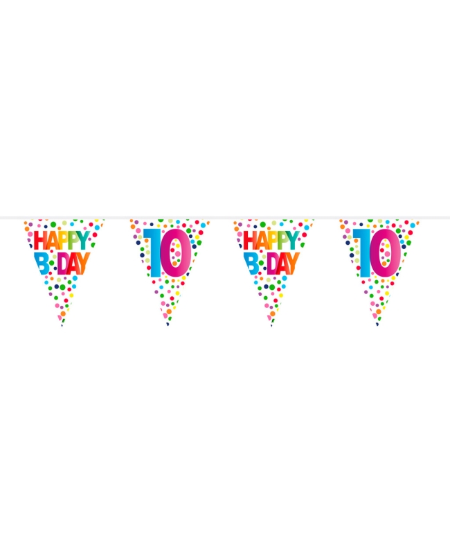 Banderin Happy Bday Puntos Nº 10 Plastico 10m