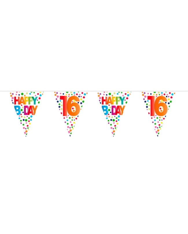 Banderin Happy Bday Puntos Nº 16 Plastico 10m