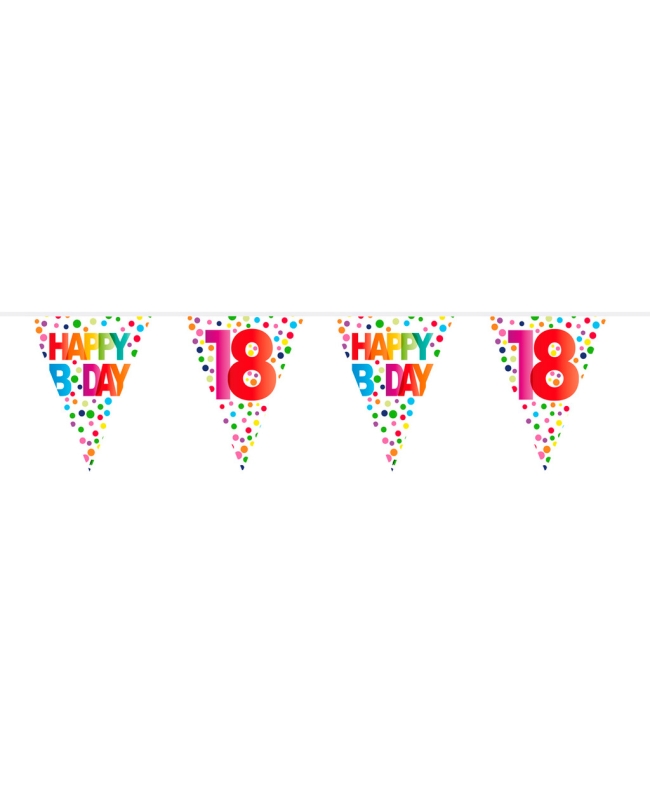 Banderin Happy Bday Puntos Nº 18 Plastico 10m