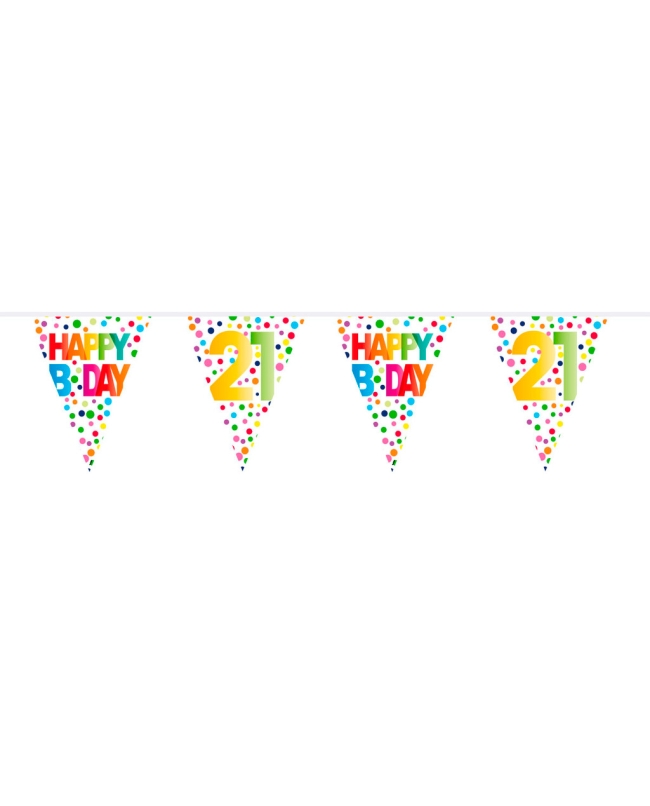Banderin Happy Bday Puntos Nº 21 Plastico 10m