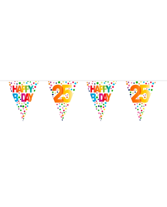 Banderin Happy Bday Puntos Nº 25 Plastico 10m