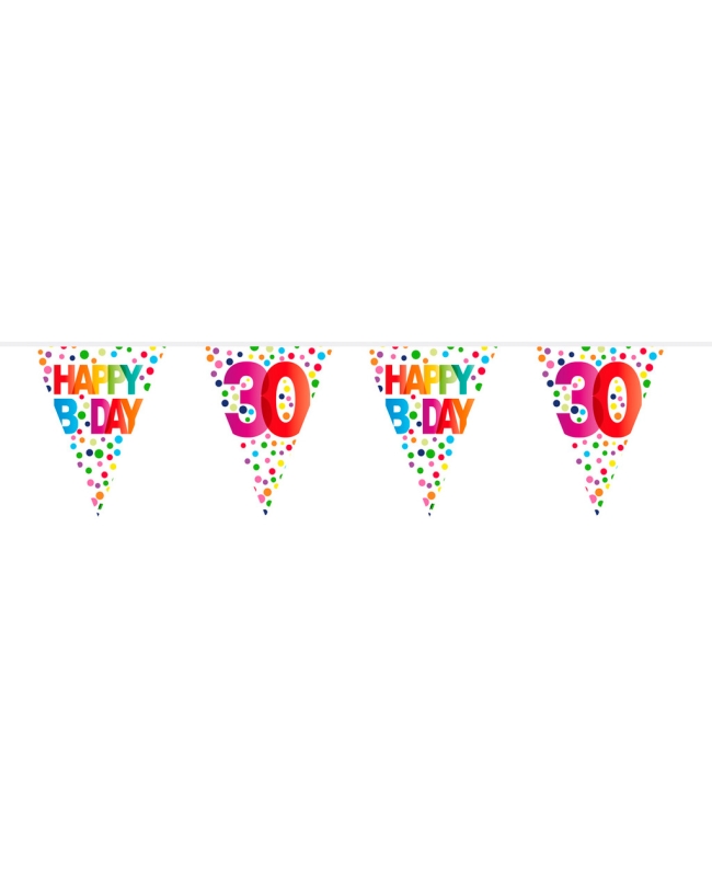Banderin Happy Bday Puntos Nº 30 Plastico 10m