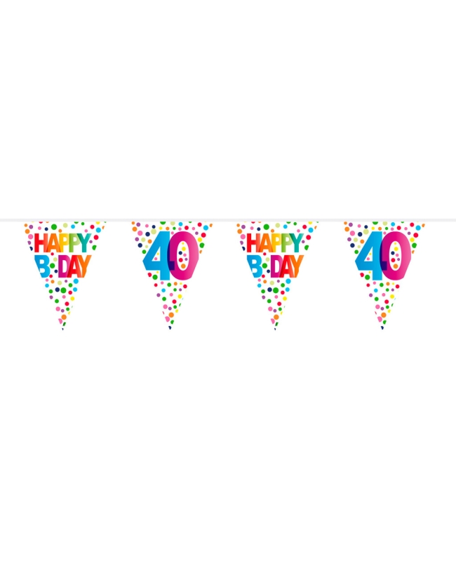 Banderin Happy Bday Puntos Nº 40 Plastico 10m