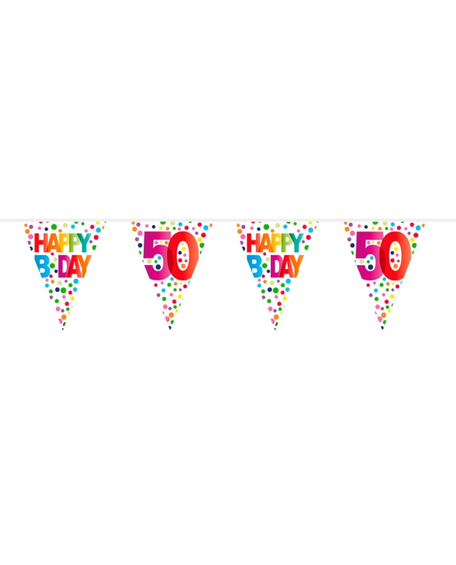 Banderin Happy Bday Puntos Nº 50 Plastico 10m