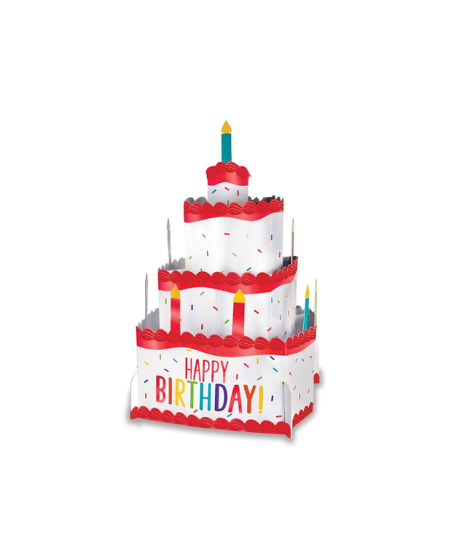 Centro De Mesa Tarta Cumpleaños Multicolor Papel 25,4cm